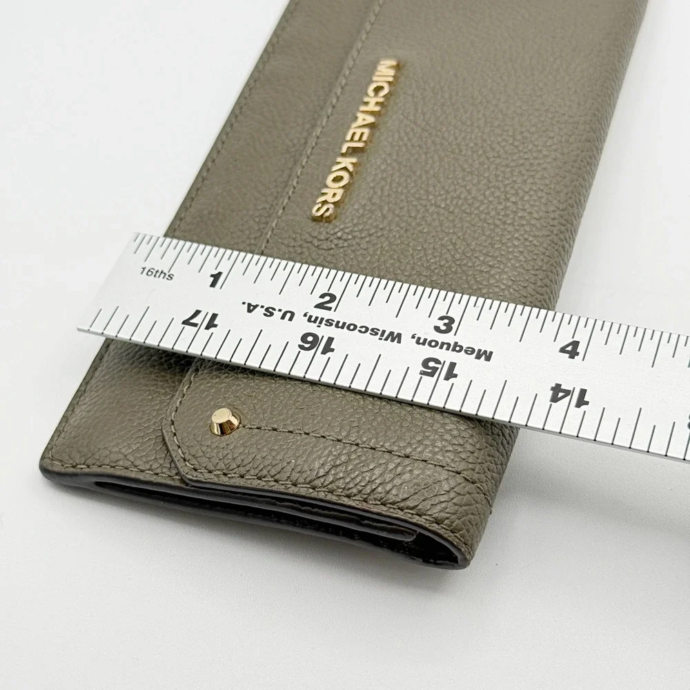 Michael Kors Adele Slim Continental Wallet Olive Green Leather 32T7GAYE1L